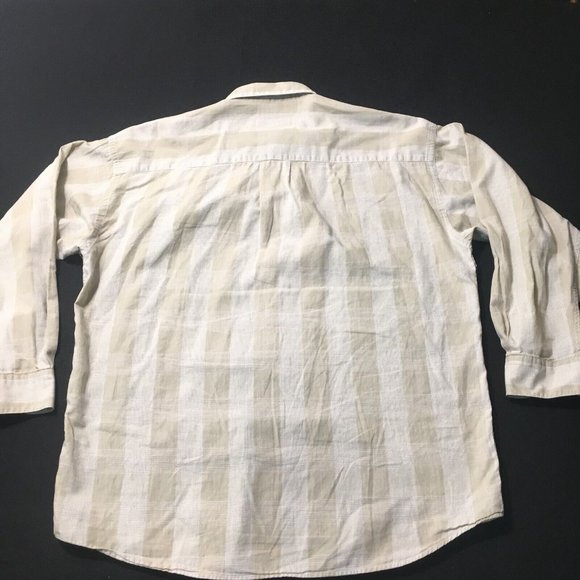Common Threads Mens stripe Check Long Sleeve Shirt Outdoors large beige - Picture 6 of 7